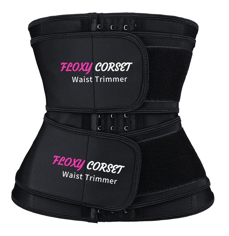 BLACK DOUBLE BELT WAIST TRAINER - FloxyLuxe