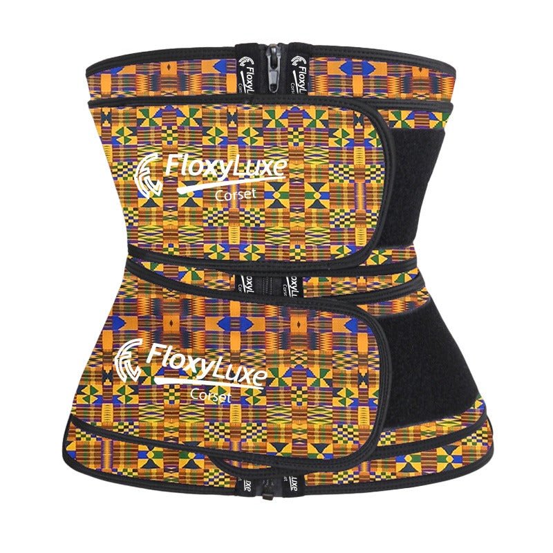 DETACHABLE ASHANTE PATTERNED WAIST TRAINER ZIP - FloxyLuxe