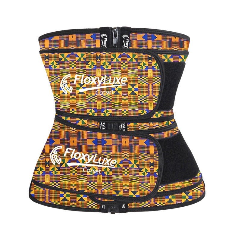 DETACHABLE ASHANTE PATTERNED WAIST TRAINER ZIP - FloxyLuxe