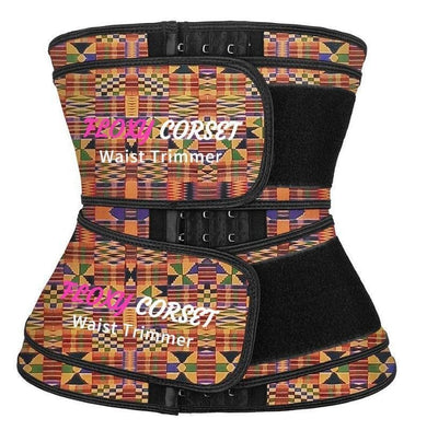 NON - DETACHABLE AFRICA PATTERN DOUBLE BELT WAIST TRAINER HOOK - FloxyLuxe