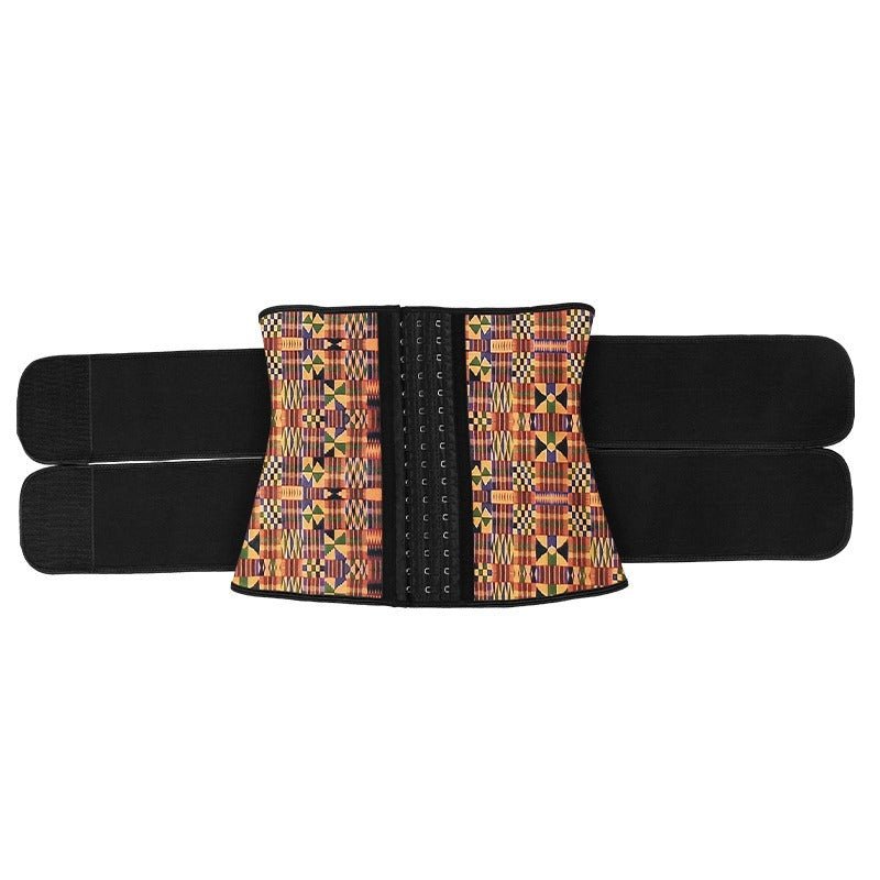 NON - DETACHABLE AFRICA PATTERN DOUBLE BELT WAIST TRAINER HOOK - FloxyLuxe