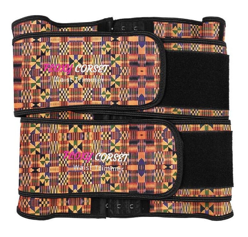 NON - DETACHABLE AFRICA PATTERN DOUBLE BELT WAIST TRAINER HOOK - FloxyLuxe